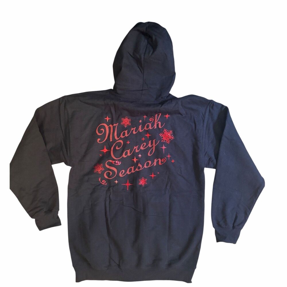 New “Mariah Carey Season” Full Zip Christmas Hoodie Blk Sweatshirt Sz M MC Rare